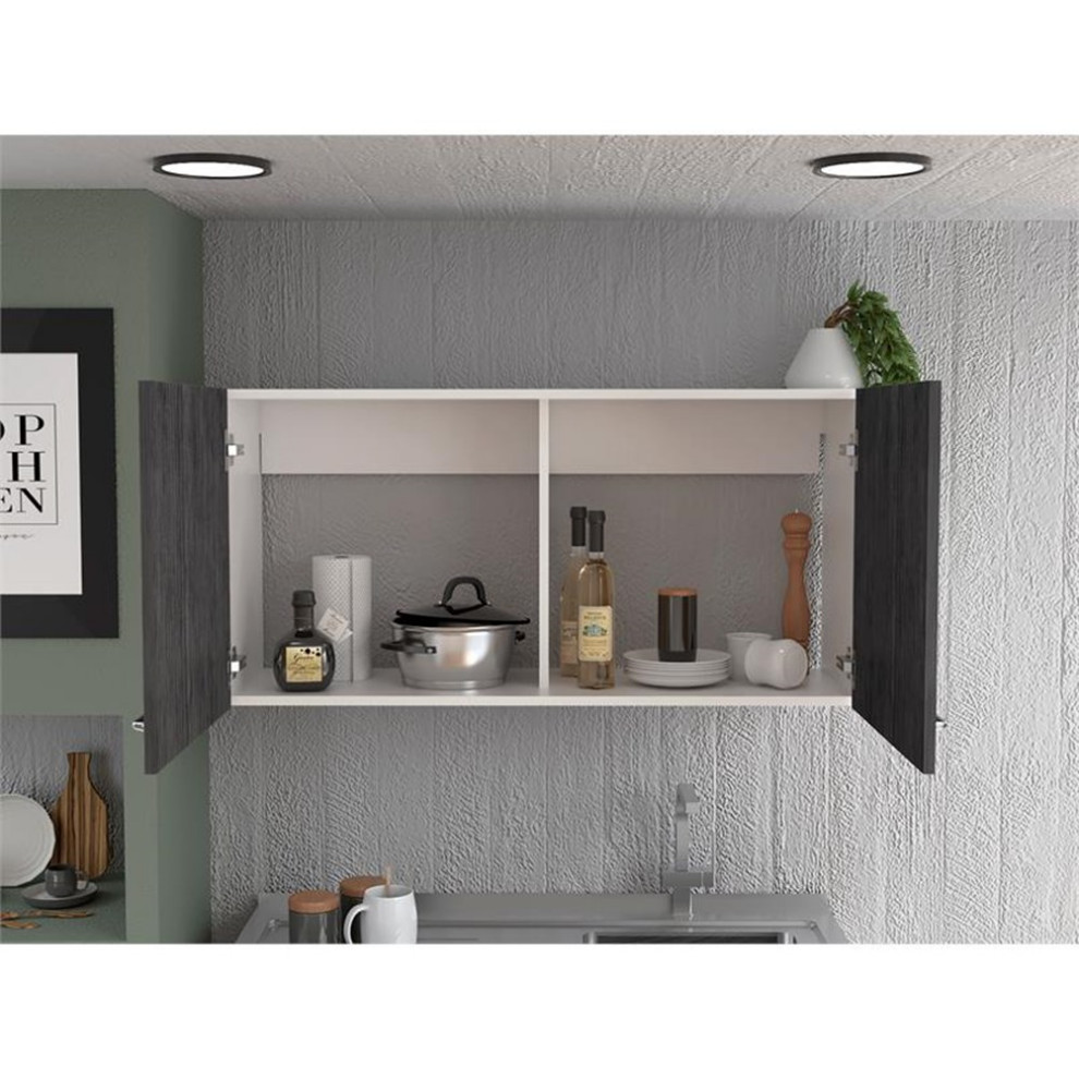 Home Square 2 Piece Set with Utility Sink and Wall Cabinet in White  ampSmoky Oak   Utility Sinks   by Homesquare  Houzz