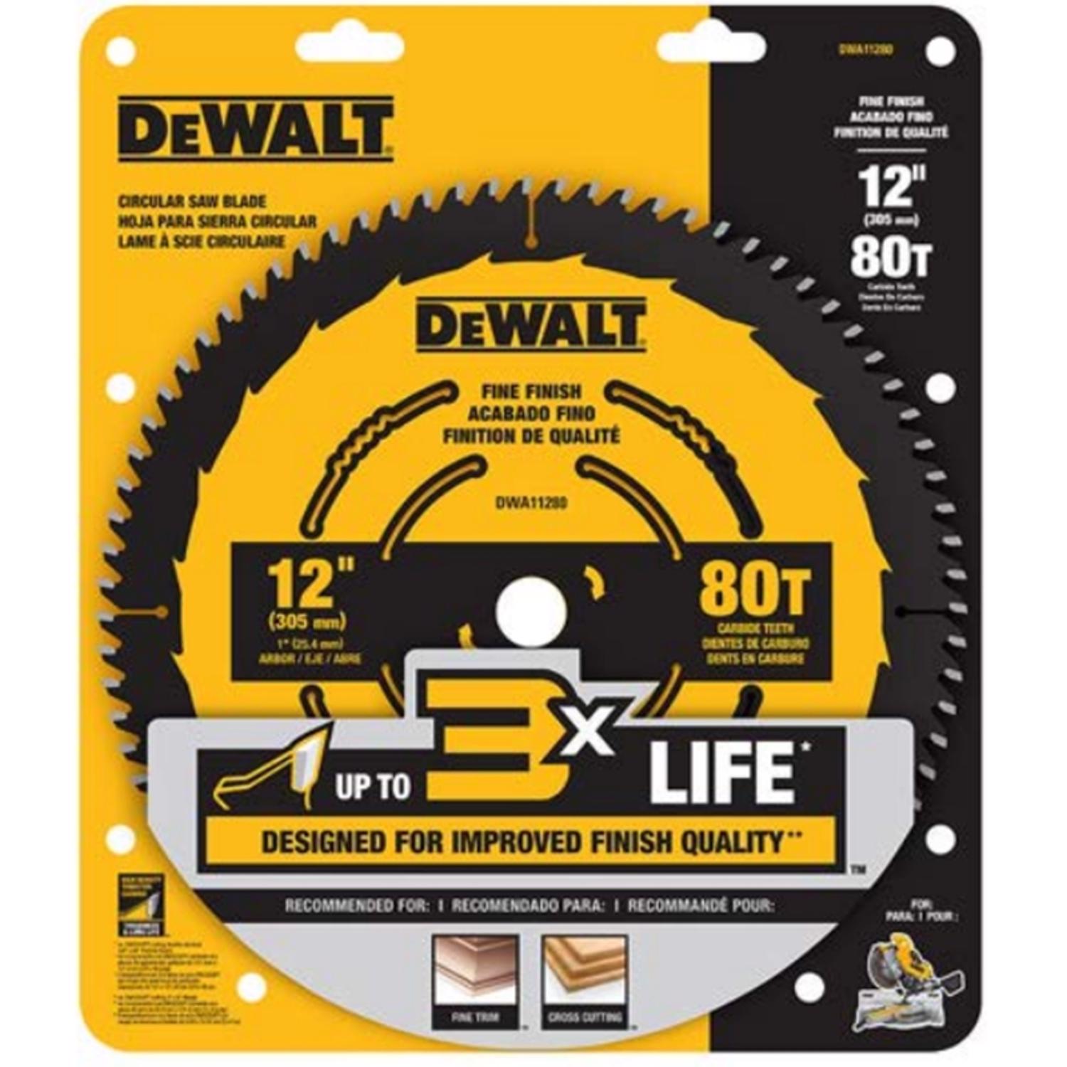 DW 12 in. D X 1 in. Fine Finish Carbide Tipped Circular Saw Blade 80 teeth 1 pc