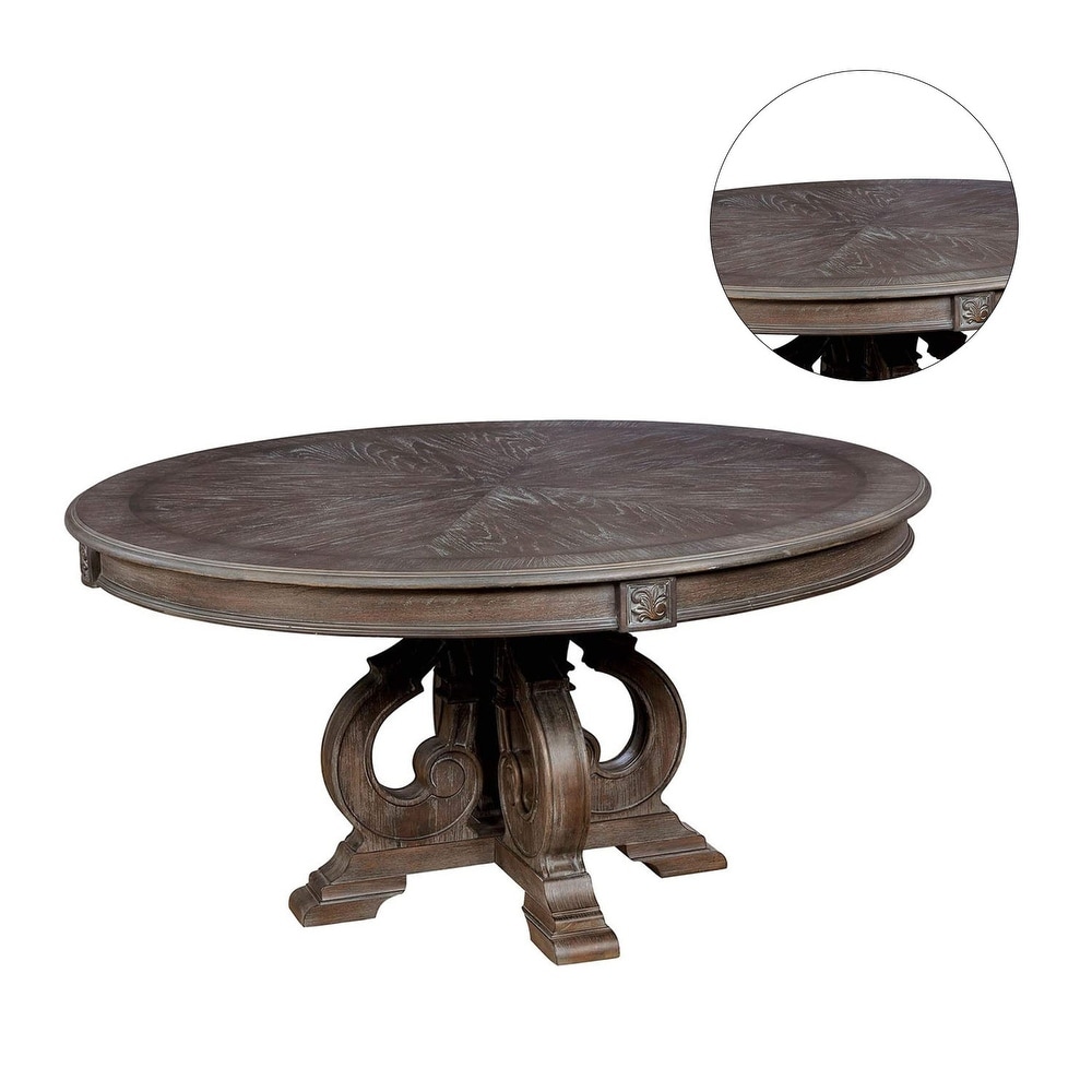 Wood Round Dining Table in Rustic Natural Tone   Rustic Natural Tone