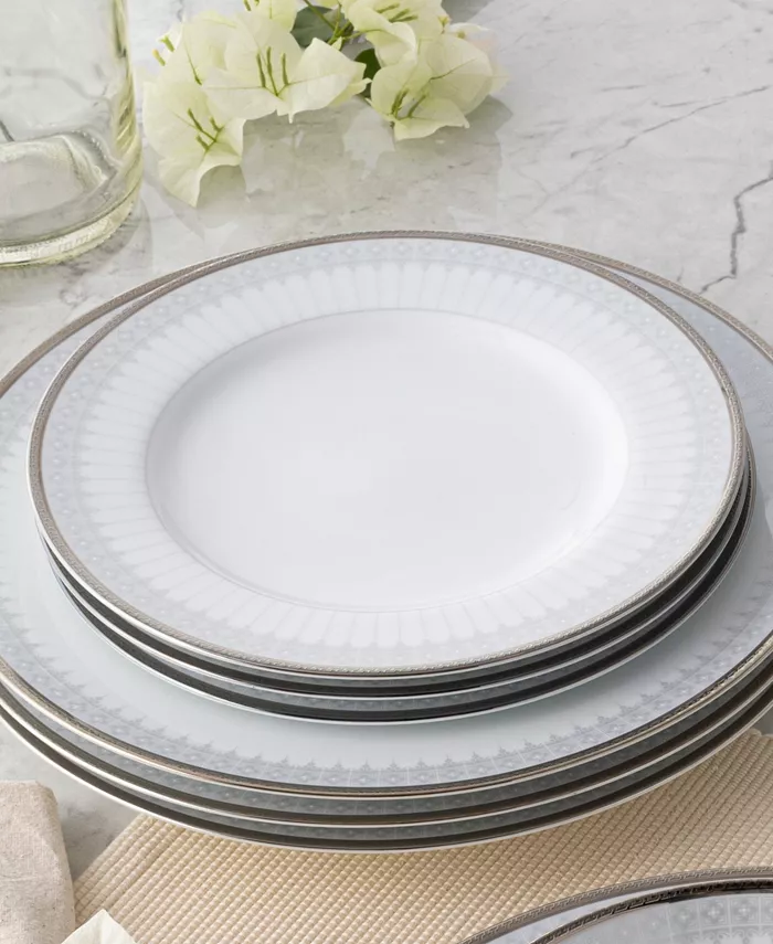 Noritake Silver Colonnade 4 Piece Salad Plate Set Service for 4