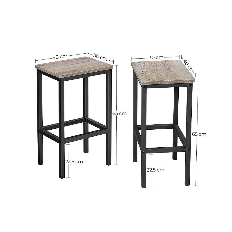 BreeBe Set of 2 Greige Bar Stool with Metal Frame