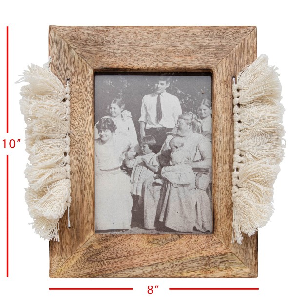 5x7 Inches White Wood Cotton amp Glass Photo Frame Foreside Home amp Garden