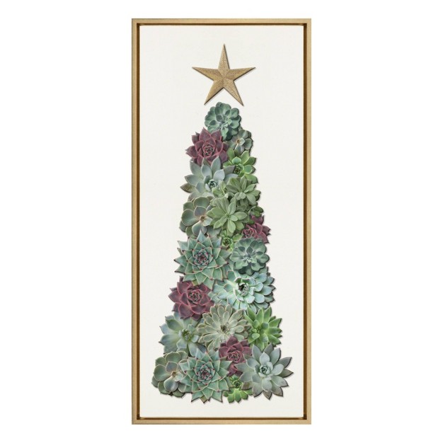 X 40 quot Sylvie Holiday Succulent Tall Tree Framed Canvas By The Creative Bunch Studio Gold Kate amp Laurel All Things Decor