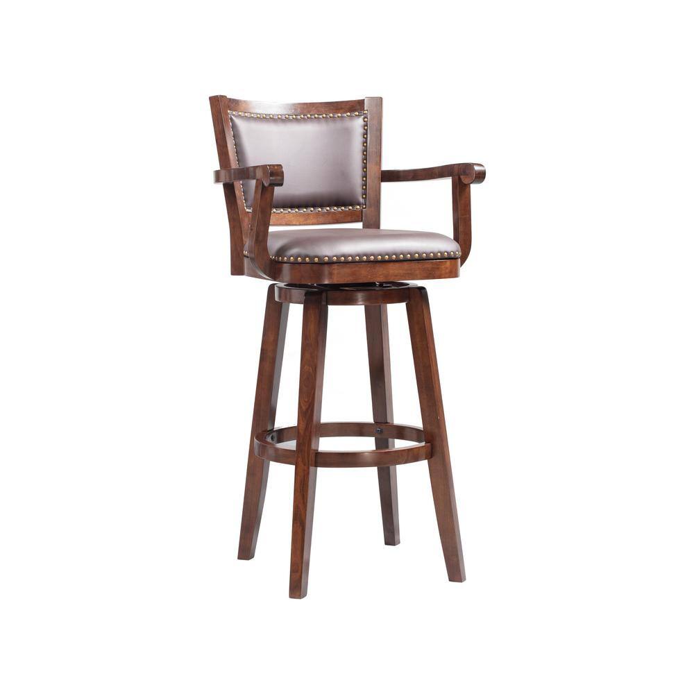 Boraam Broadmoor 34 in. Cappuccino Wood Swivel Extra Tall Barstool 51834