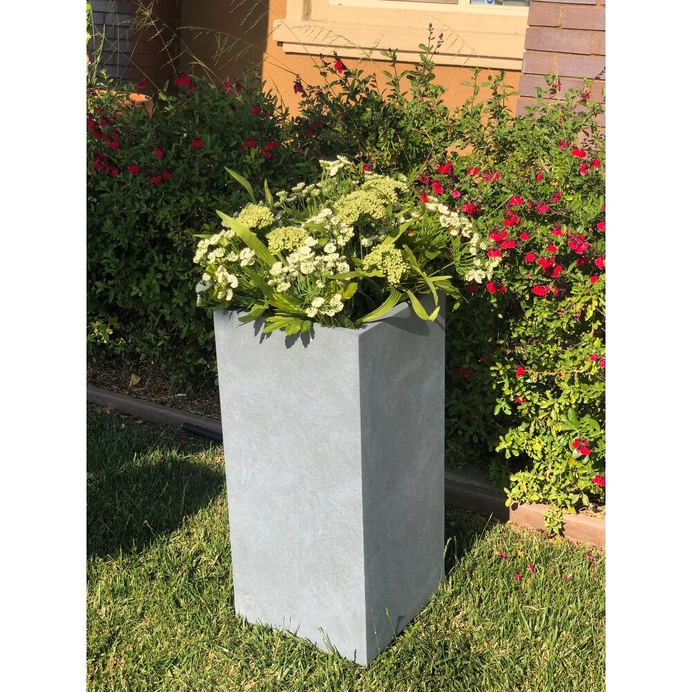 Durx litecrete Lightweight Concrete Cement Color Tall Planter Medium   11'x11'x23.6'