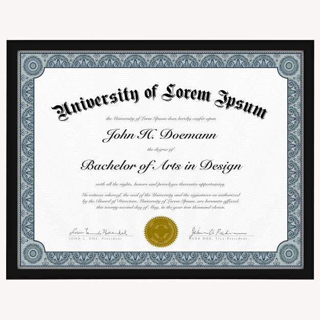 Americanflat 8 5x11 Thin Border Diploma Frame Shatter resistant Glass Front Cover Black