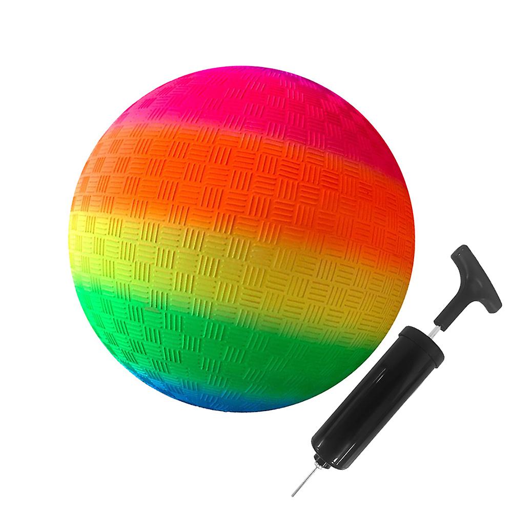 Pvc Bouncy Kickball Rainbow Ball Beach Ball Childrens Play Ball For Park And Beach Outdoor Fun 9 Inches Rainbow Football