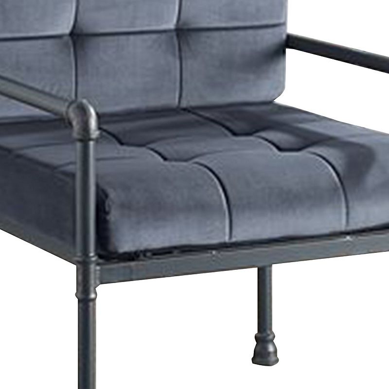 Accent Chair with Tufted Velvet Seat and Metal Frame， Gray