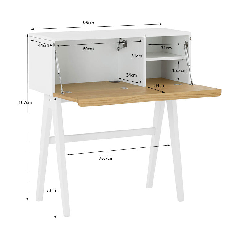 VALEN Study Desk 96cm - White & Oak