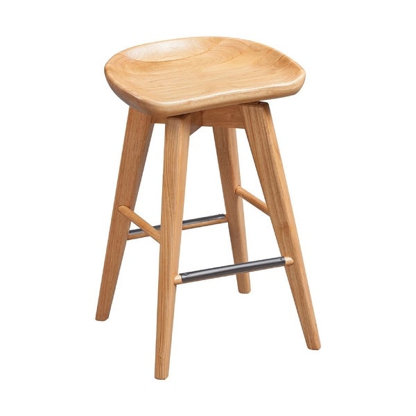 Esme 24 Inch Swivel Counter Stool with Contour Seat， Wood， Natural Brown