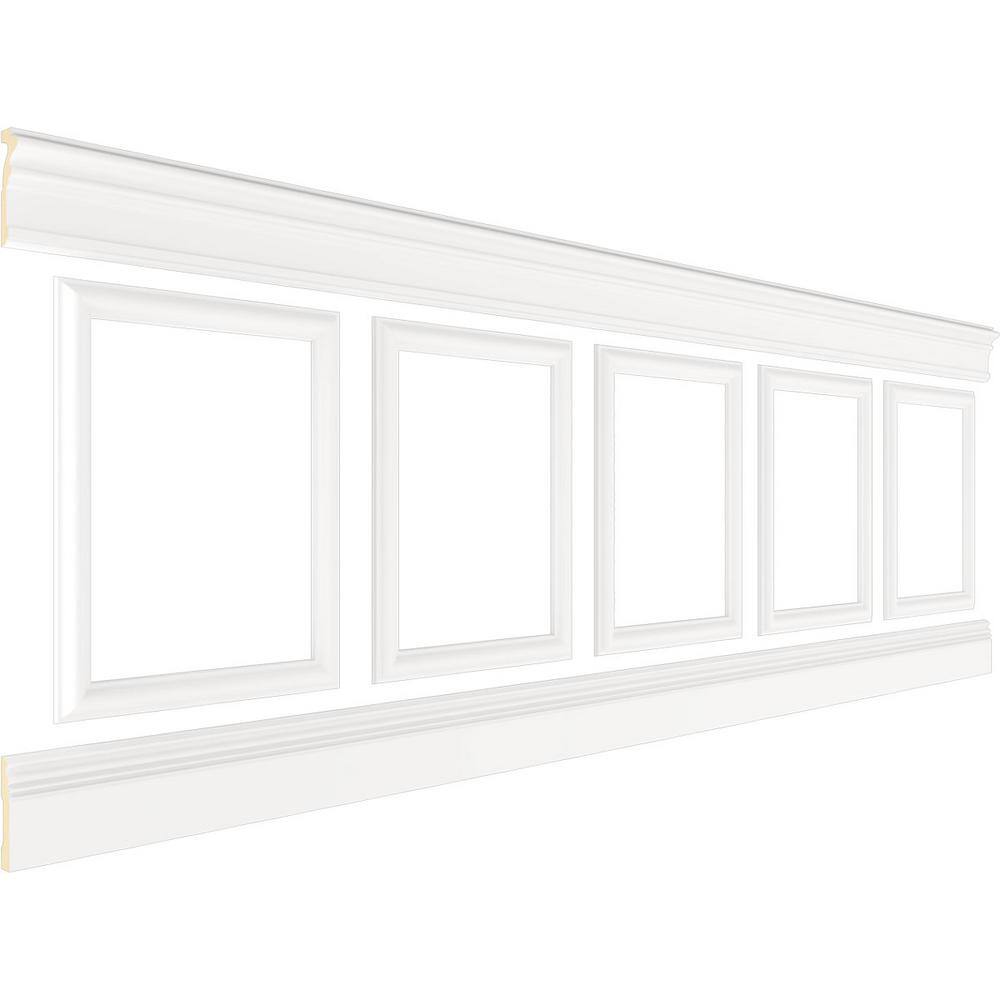 Ekena Millwork 94 12 in. Adjustable 32 in. to 36 in. Ashford Square Panel Traditional Wainscot Paneling Kit WPKUSQ011P032