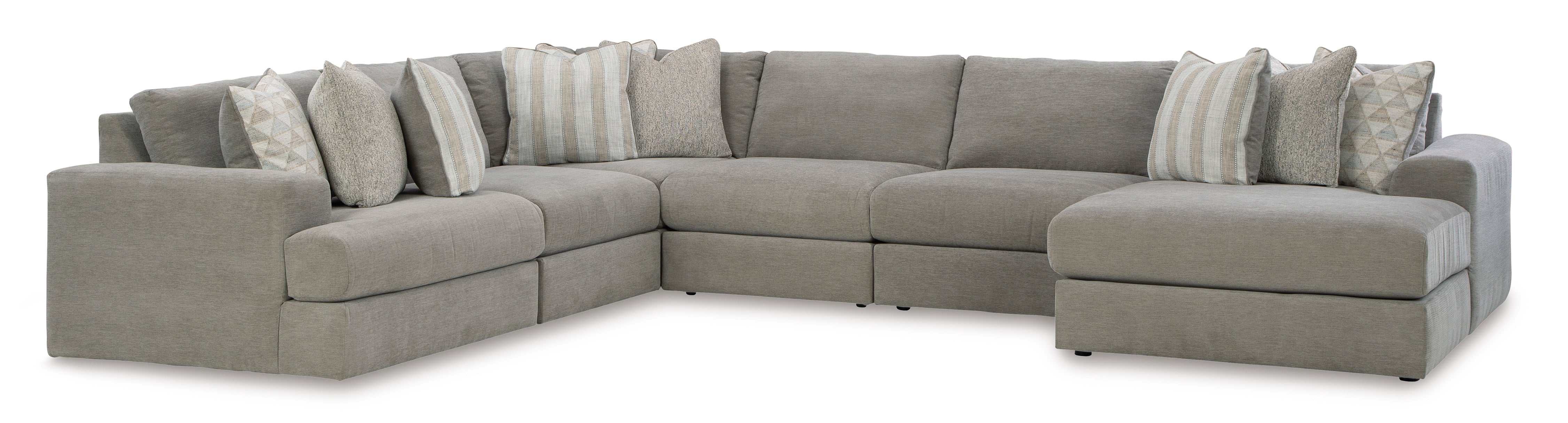 (Online Special Price) Avaliyah Ash Gray Chenille 6pc RAF Chaise Sectional