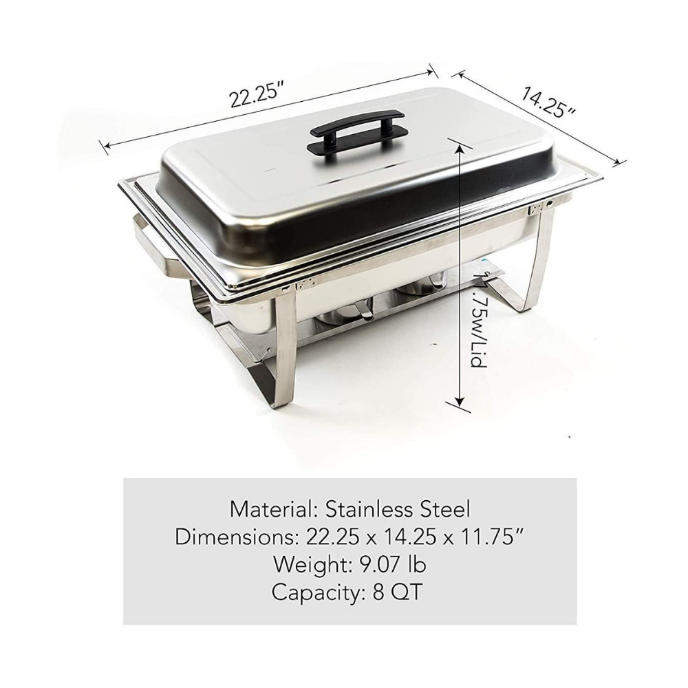 Alpha Living 4 Pack 8 Quart Stainless Steel Chafing Dish