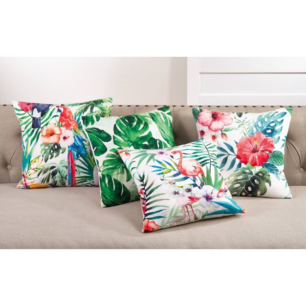 Tropical Parrot Print Poly Filled Throw Pillow Saro Lifestyle