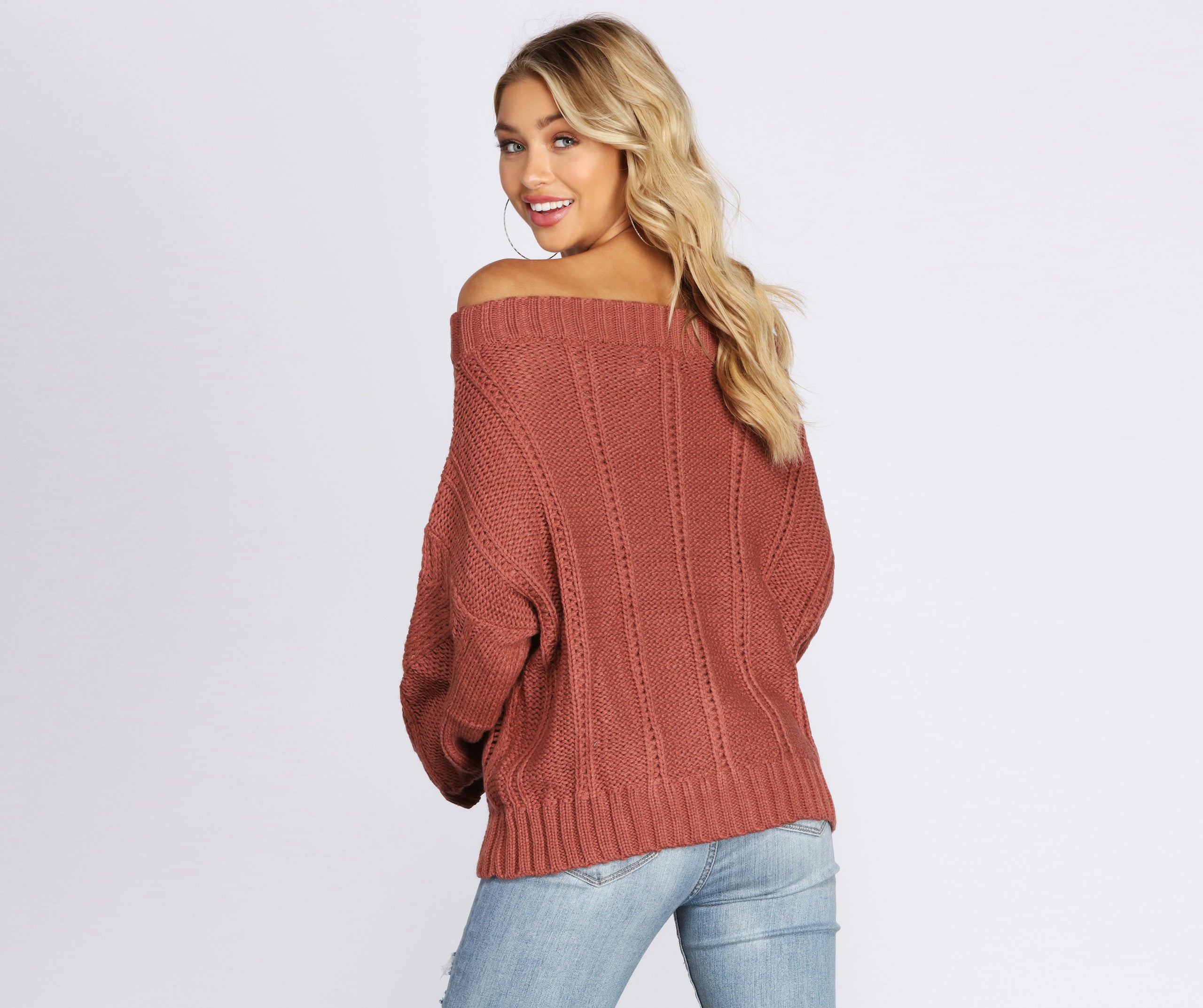 Chic In Cable Knit Sweater