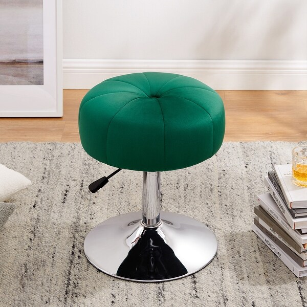 Art Leon Round Adjustable Height Velvet Swivel Stool