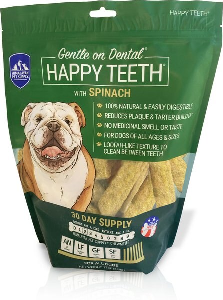 Himalayan Pet Supply Dental Spinach Dog Treats， 30 count