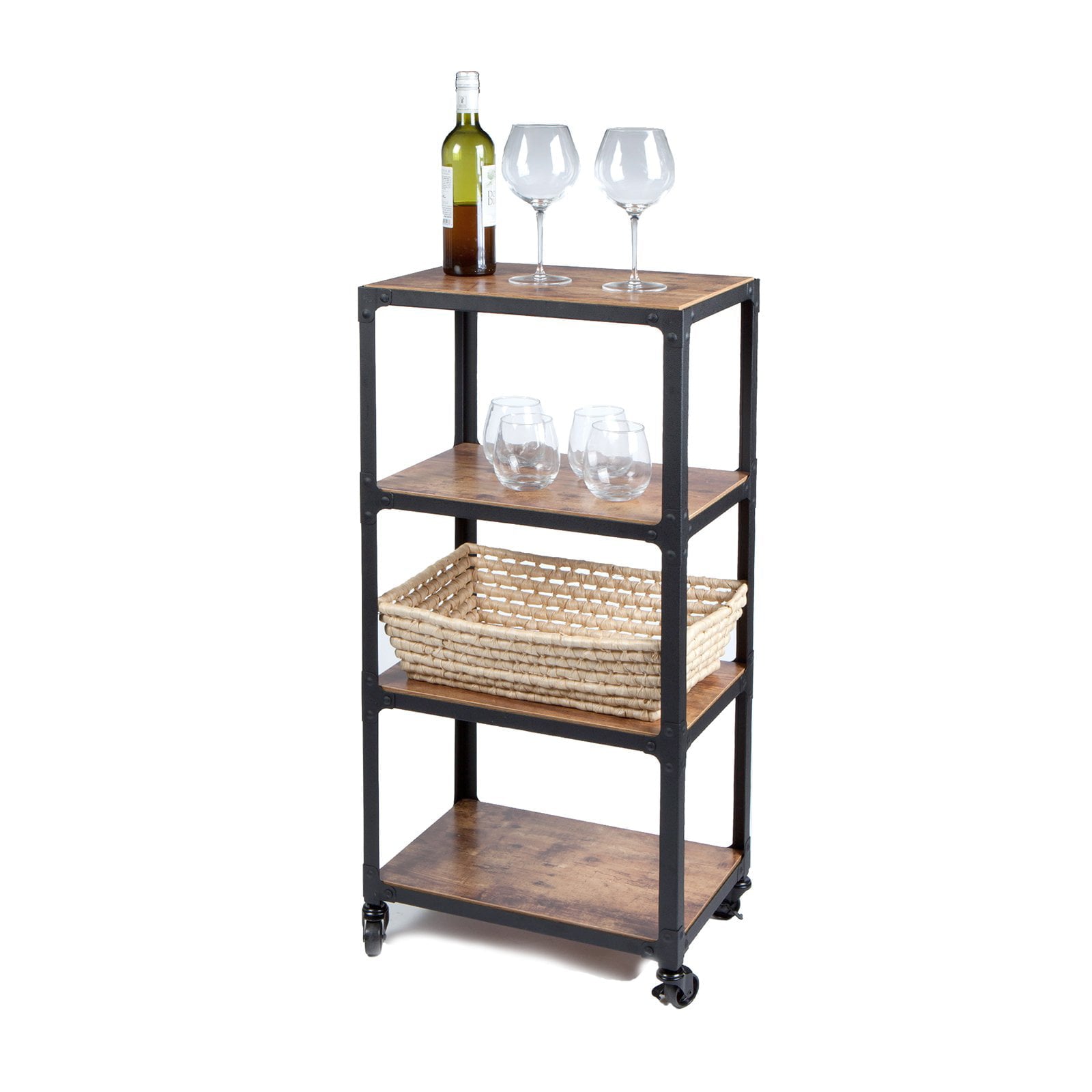 Mind Reader Charm 4 Shelf Mobile Kitchen Serving Cart