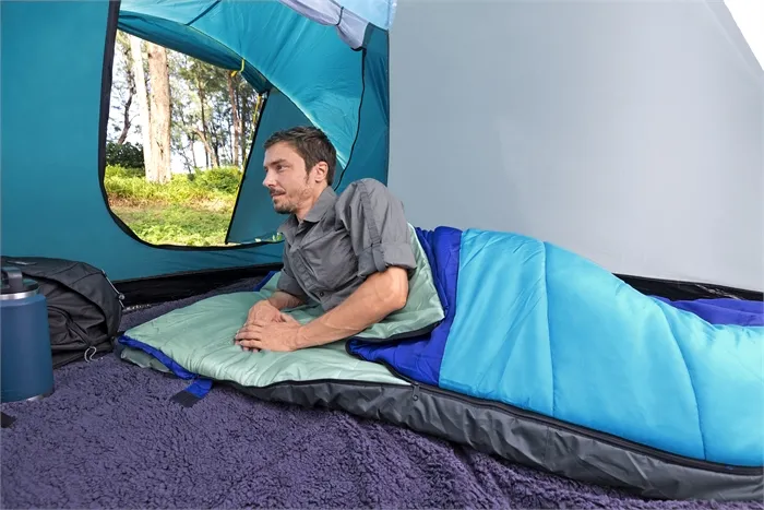 Bestway 68123 Camping fold portability multi purpose warm Single TPU Air cushion with bib sleeping bag