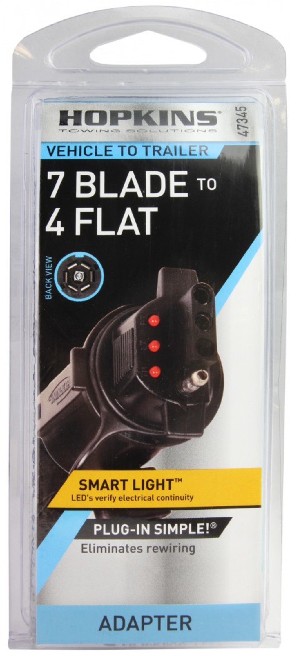 Hopkins LED Test 7 Blade to 4 Flat Vehicle to Trailer Adapter ;