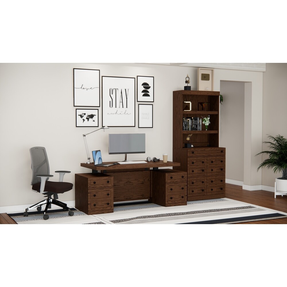 Windsor Sit Stand Storage Desk with File Drawer Bookcase