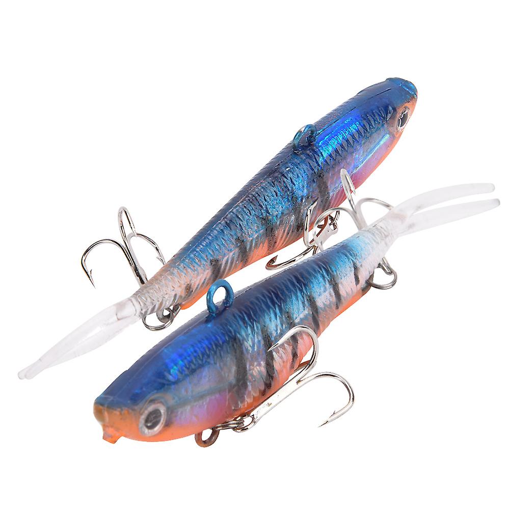 2 Pcs 9.5cm Wobbler Artificial Pvc Fish Lure Soft Baits Fishing Accessories Arancione E Blu