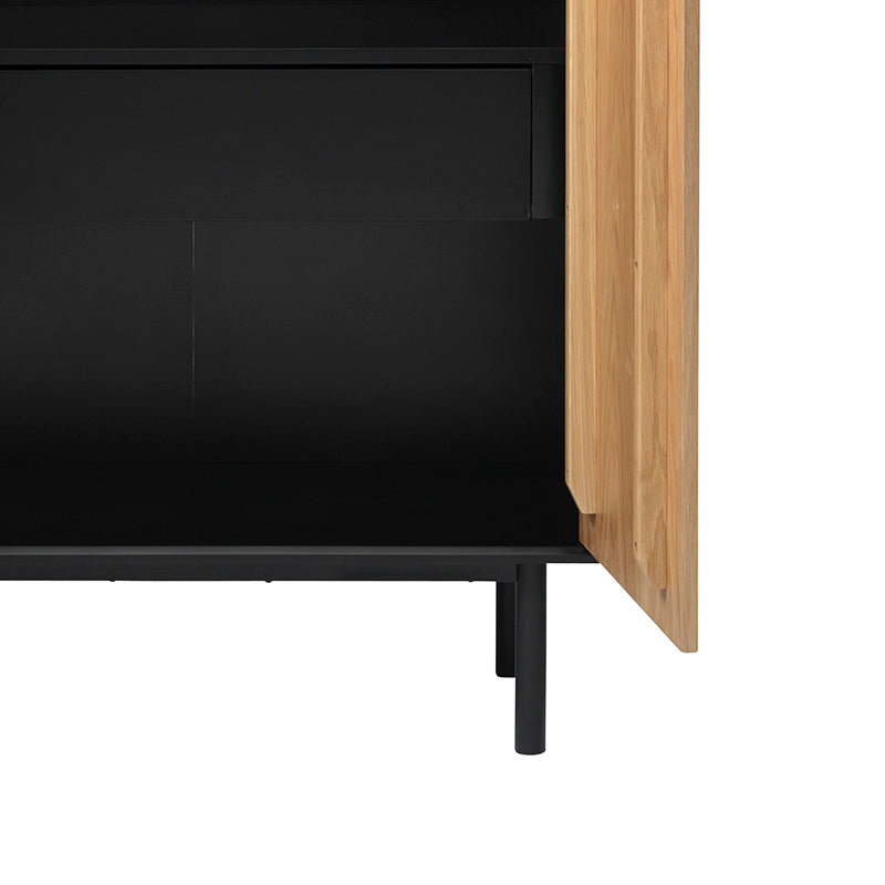 CALVI Tall Sideboard 95cm -  Natural & Black