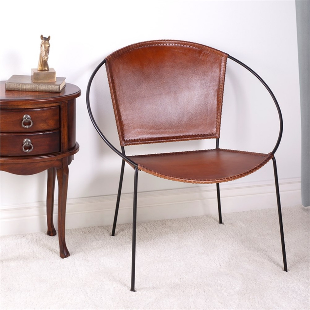 Home Square Modern Leather Accent Chair in Brown Finish   Set of 2   Midcentury   Armchairs And Accent Chairs   by Homesquare  Houzz