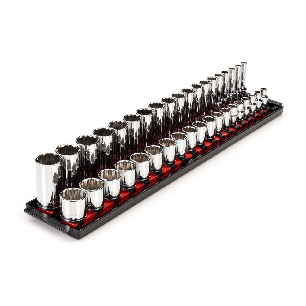 TEKTON 38 in. Drive 12-Point Socket Set with Rails (6 mm-24 mm) (38-Piece) SHD91212