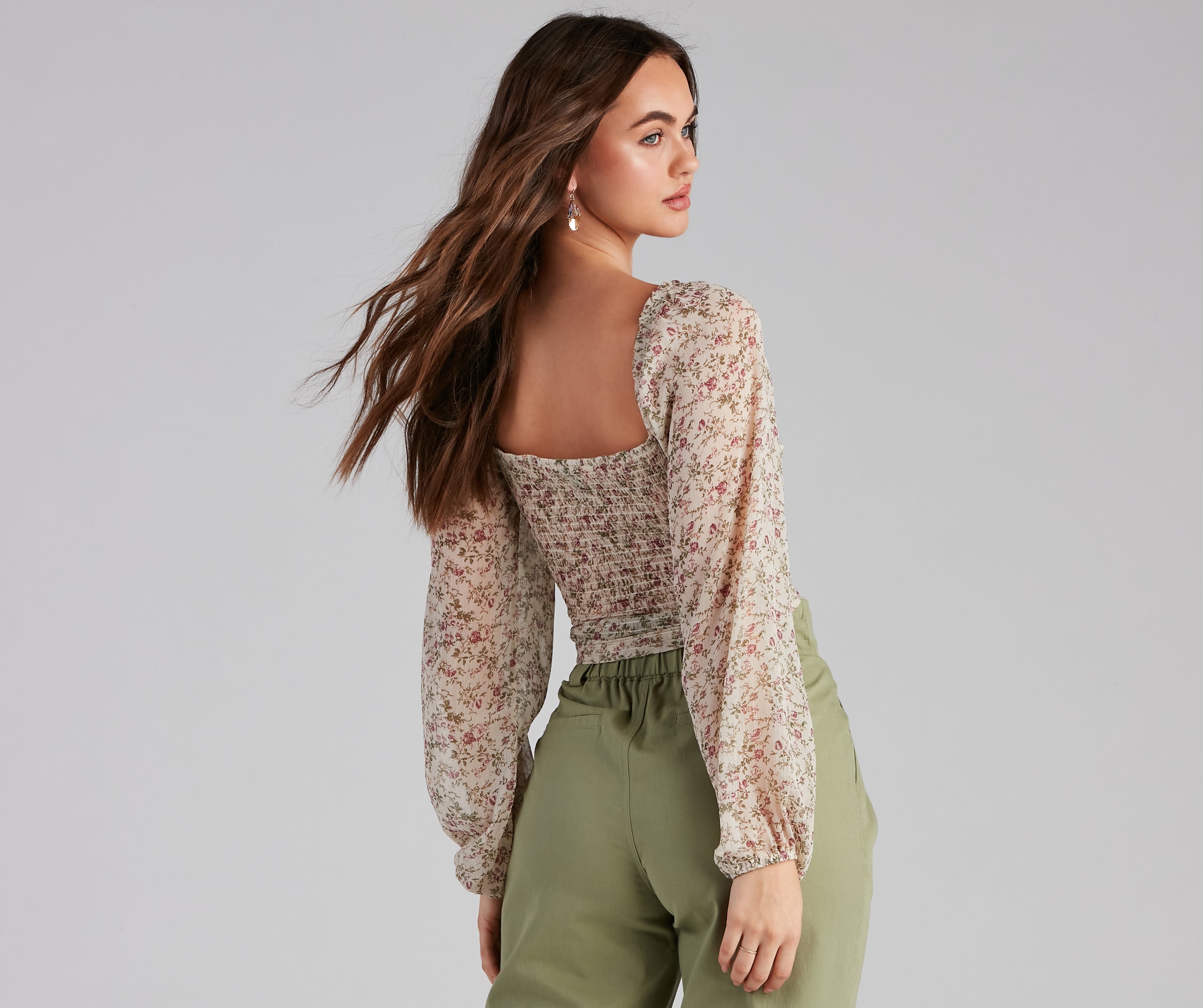 Femme Floral Chiffon Sweetheart Top