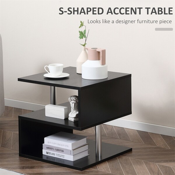 End Table，Accent Side Table，SShaped Coffee Table with Storage Shelf