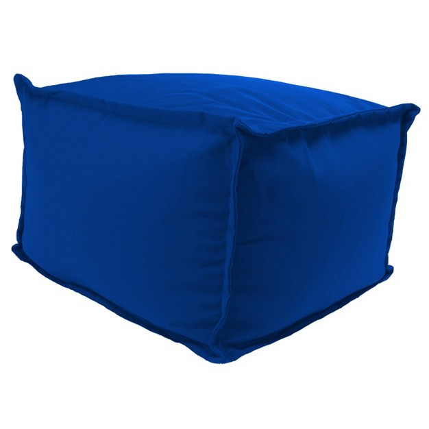 Outdoor Bean Filled Pouf ottoman In Sunbrella Canvas Pacific Blue Jordan Manufacturing