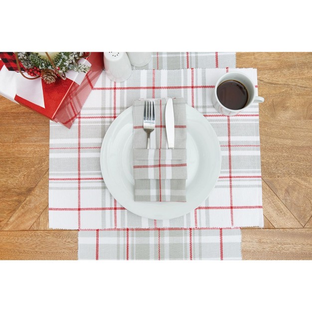 C amp f Home Sentiment Red White And Gray Plaid Woven Table Runner