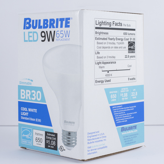 Bulbrite Led Br30 Medium Screw (E26) 9W Dimmable F...