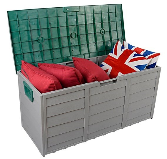 75gal 260L Outdoor Garden Plastic Storage Deck Box Chest Tools Cushions Toys Lockable Seat