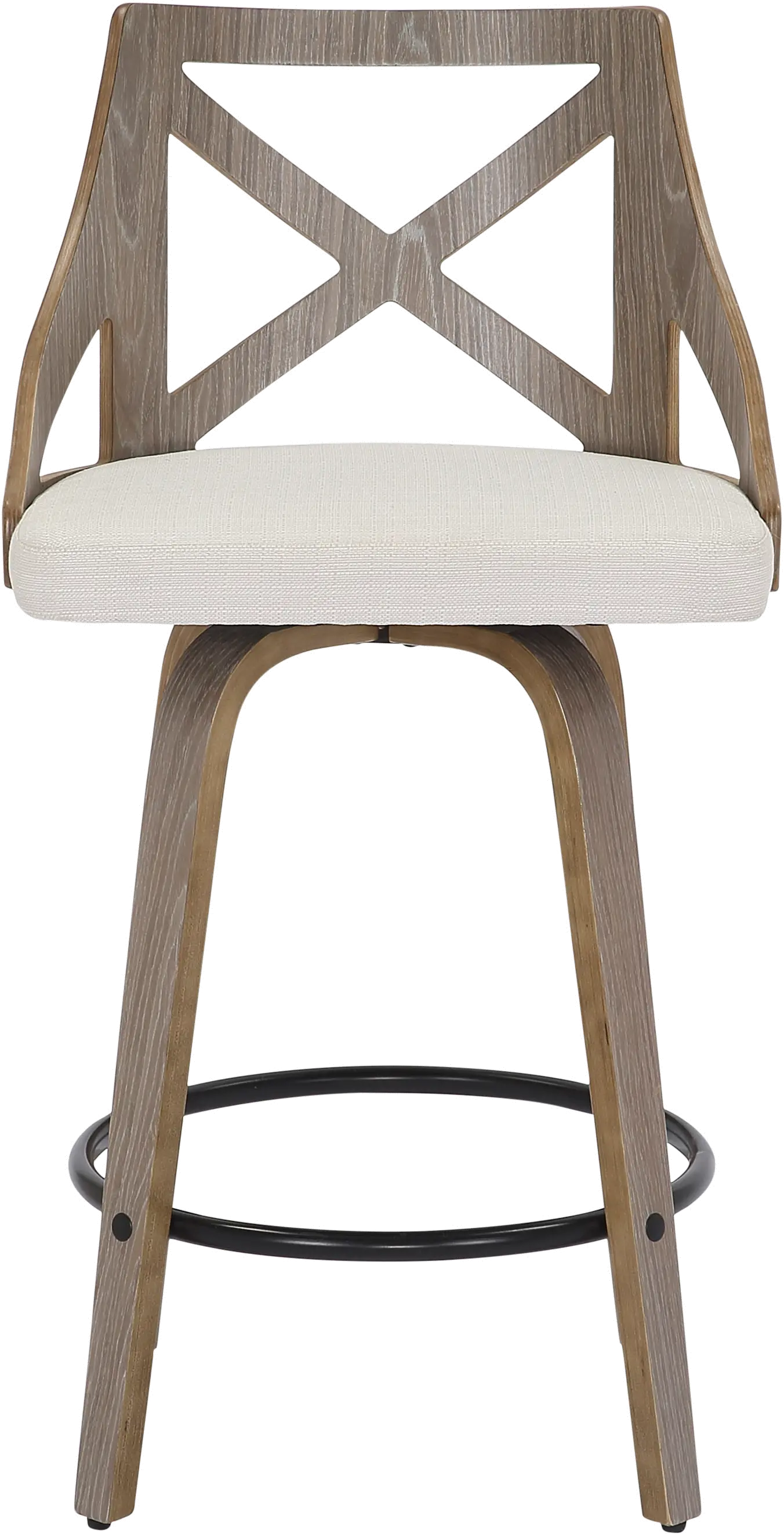 Charlotte Cream and Light Gray Wood Counter Stool， Set of 2