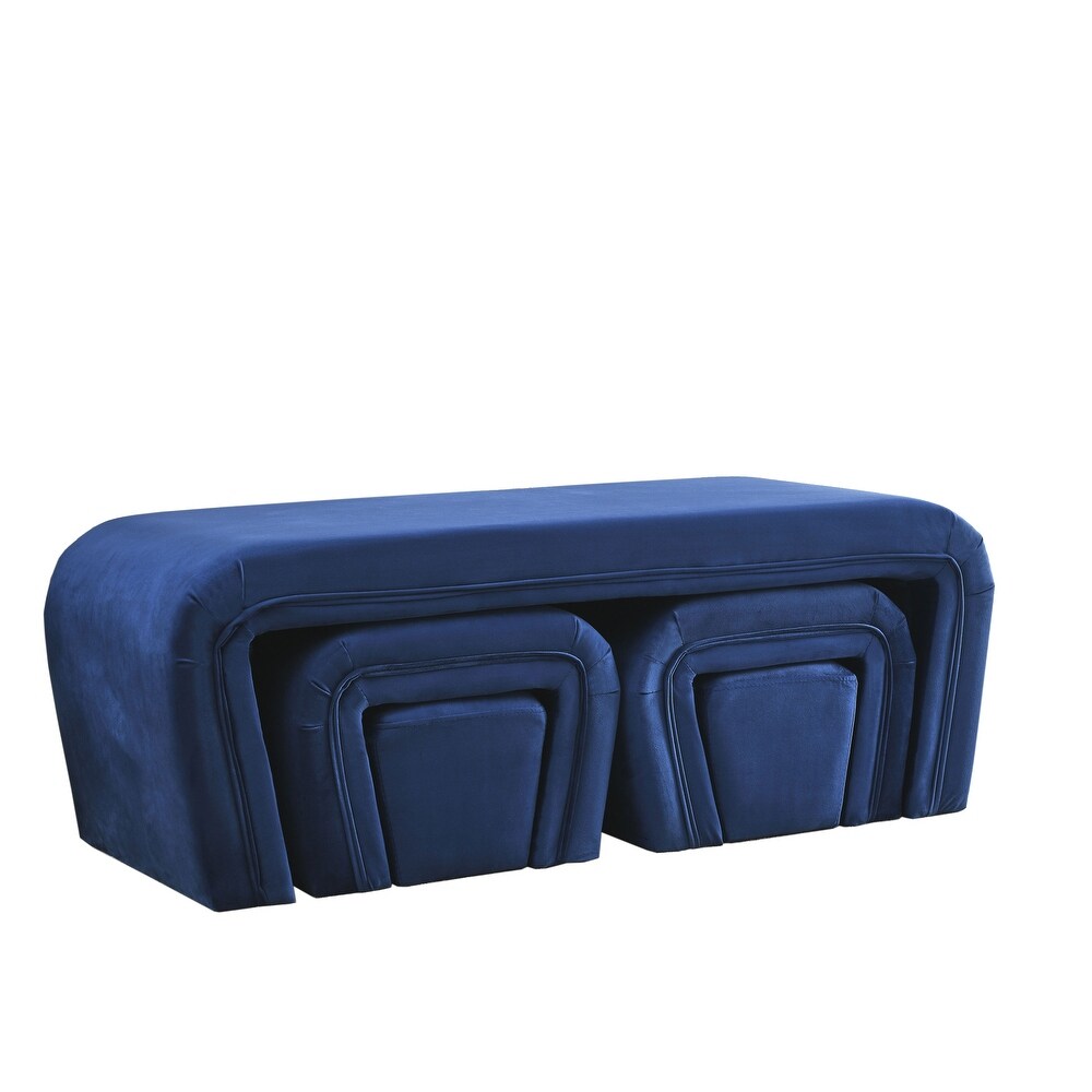 Modern Contemporary Upholstered Nesting Bench  including Four nesting benches  Velvet