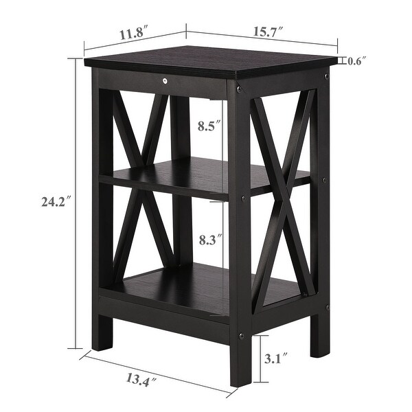 VECELO Modern End Table with X-base Metal Frame - 15.7