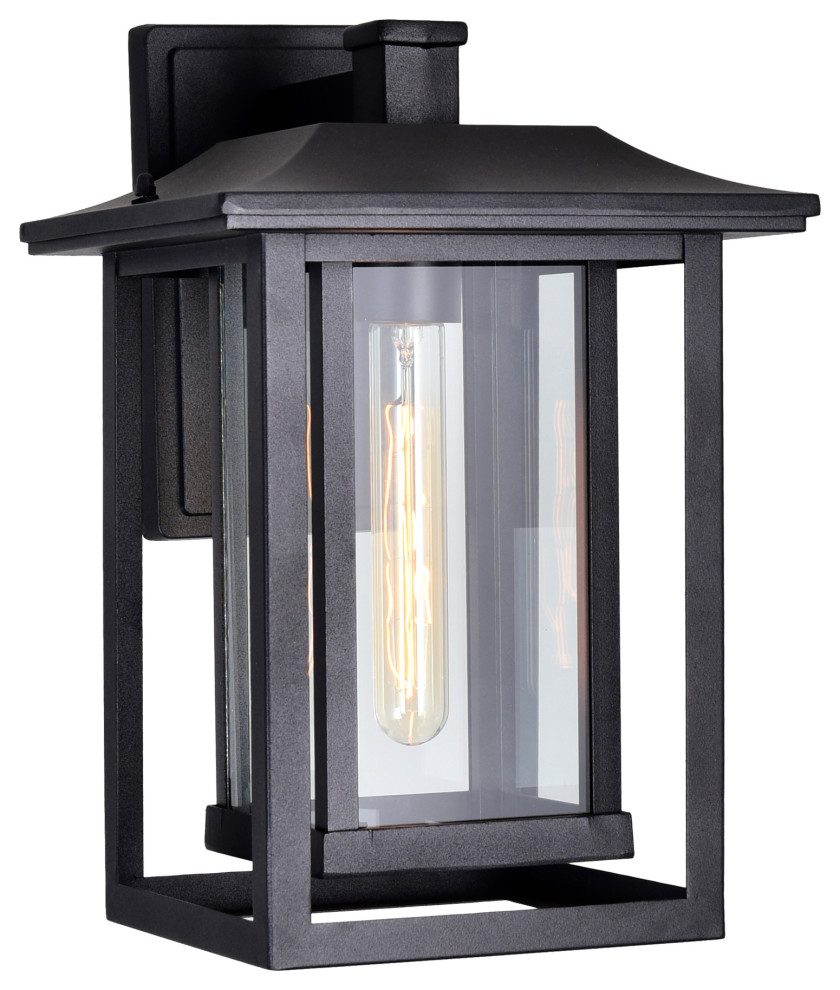 Winfield 1 Light Black Outdoor Wall Light   Transitional   Outdoor Wall Lights And Sconces   by CWI Lighting  Houzz