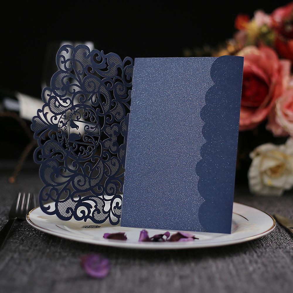 Blue With 10pcs Inner Sheets 10pcs Pearl Paper Floral Invitation Card Sets With Blank Inner Sheets For Wedding Birthday Party Anniversary