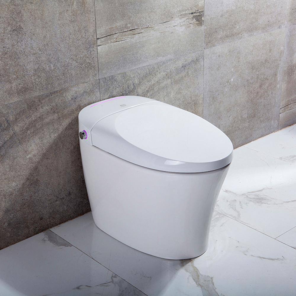 Transolid Rosemary 1-Piece 0.81.28 GPF Dual Flush Elongated Smart Toilet Bidet in White TL-5401-A