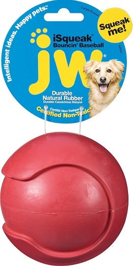 JW Pet iSqueak Bouncin Baseball Dog Toy