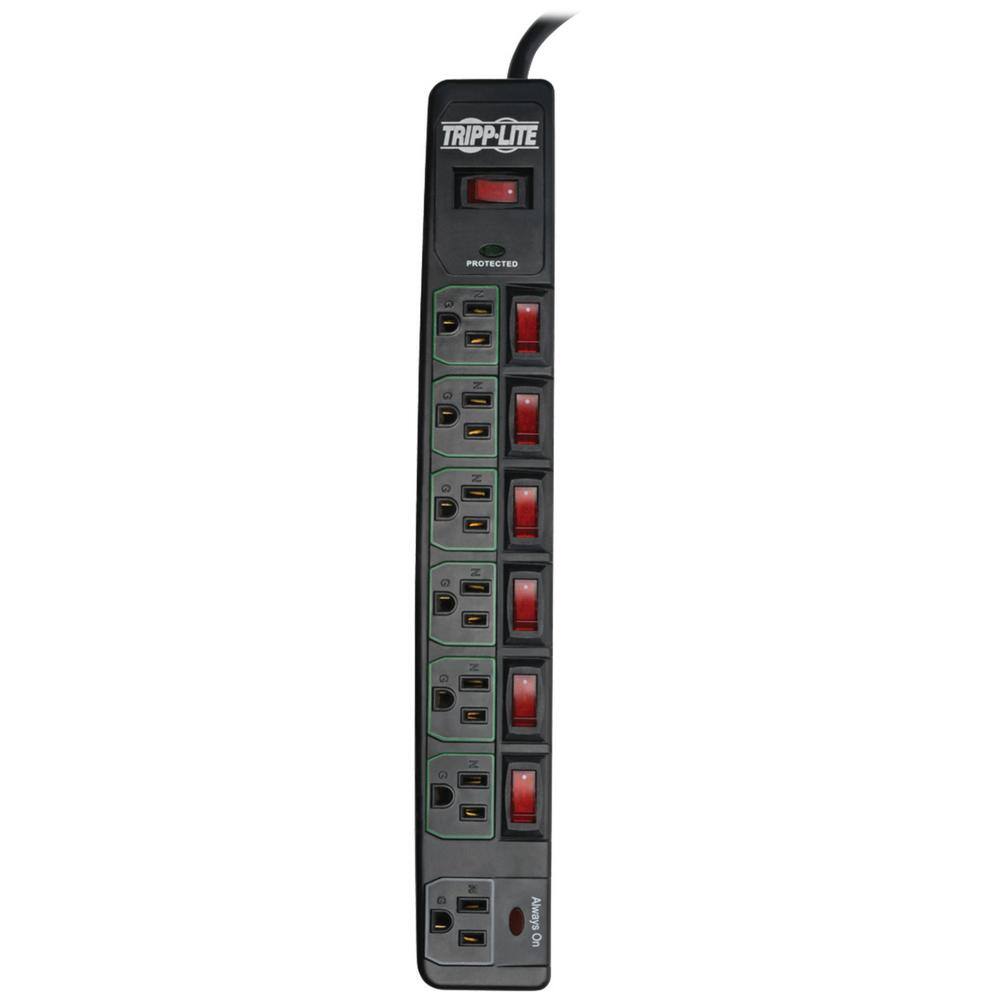 Tripp Lite ECO-Surge 7-Outlet 6 ft. with 6 Individually Controlled Outlets Surge Protector TLP76MSGB