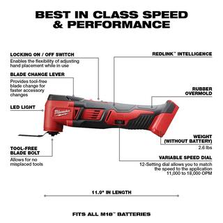 MW M18 18V Lithium-Ion Cordless HACKZALL Reciprocating Saw with Multi-Tool and 5.0 Ah Battery 2625-20-2626-20-48-11-1850