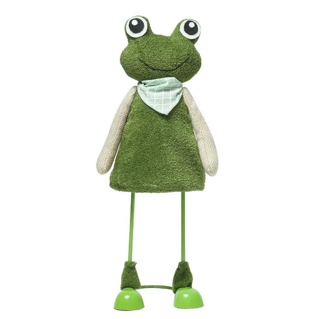 Spring Frog With Scarf Standing Easter Decoration Green tan