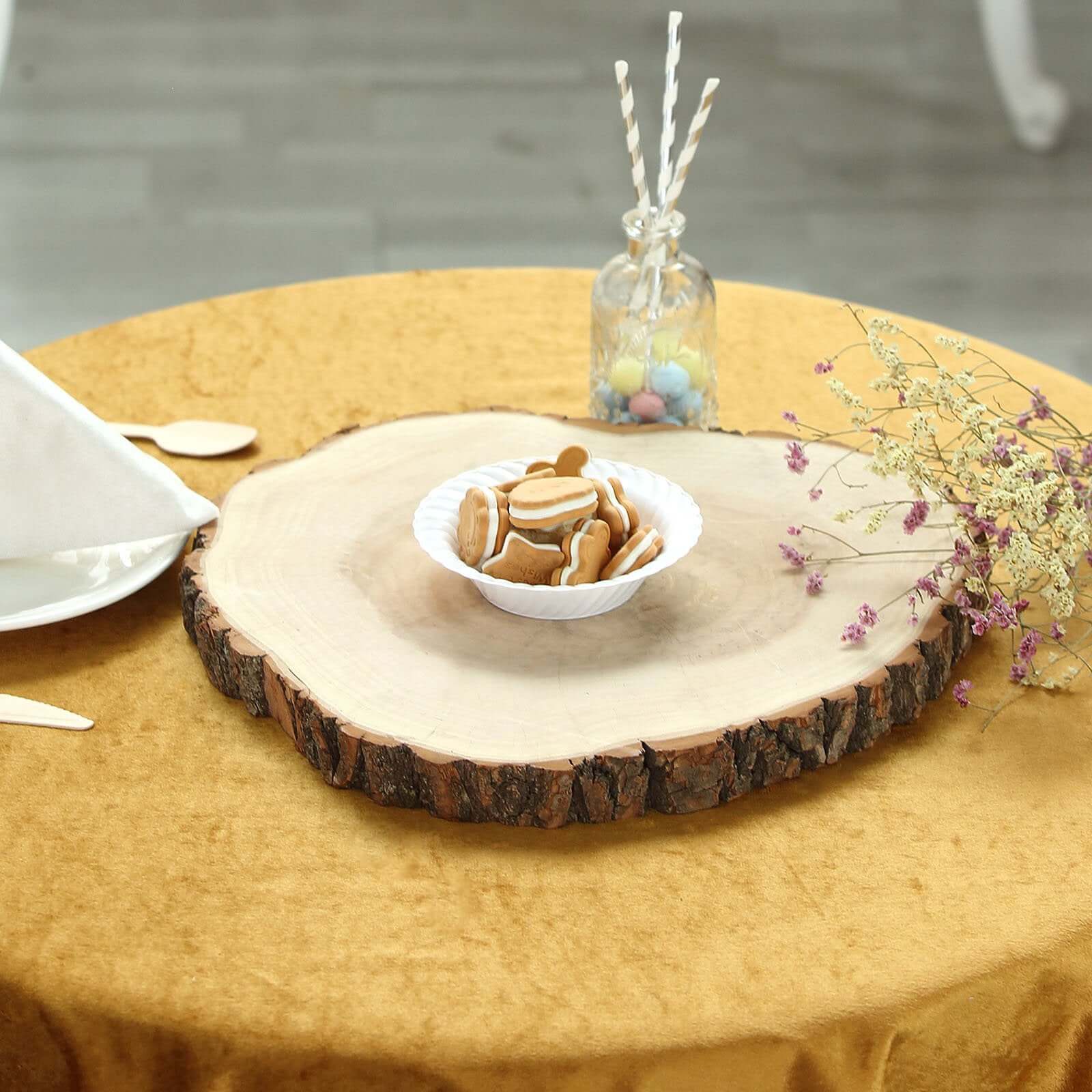 Round Rustic Wood Slices, Poplar Wood Slabs Natural Color, Table Centerpieces 18