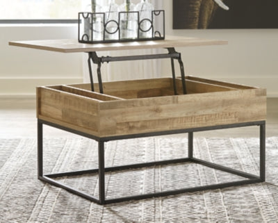 Signature Design by Ashley Gerdanet Rustic Rectangular Lift Top Coffee Table with Storage, Brown & Black