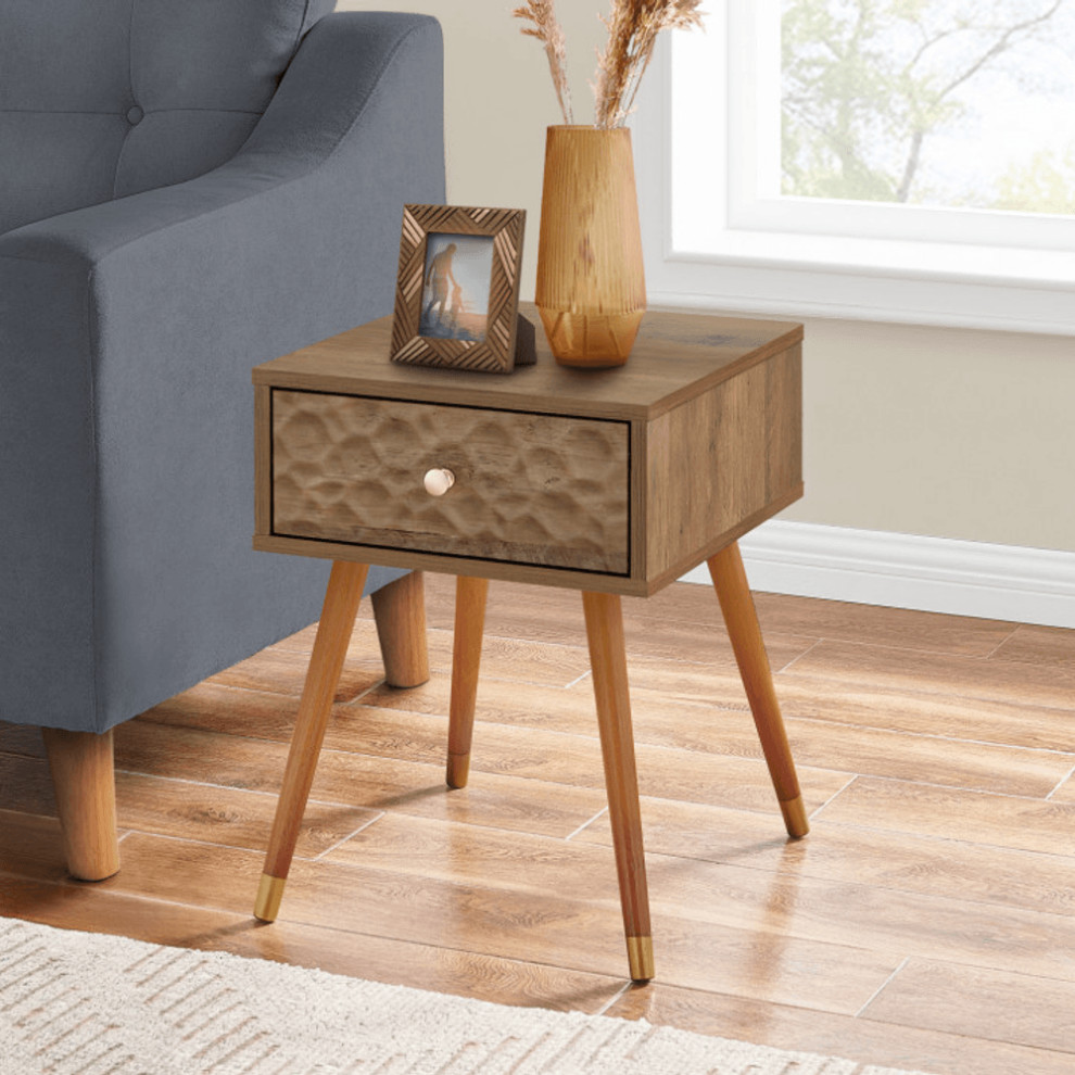 20 quotWalnut End Table With Drawer   Side Tables And End Tables   by HomeRoots  Houzz