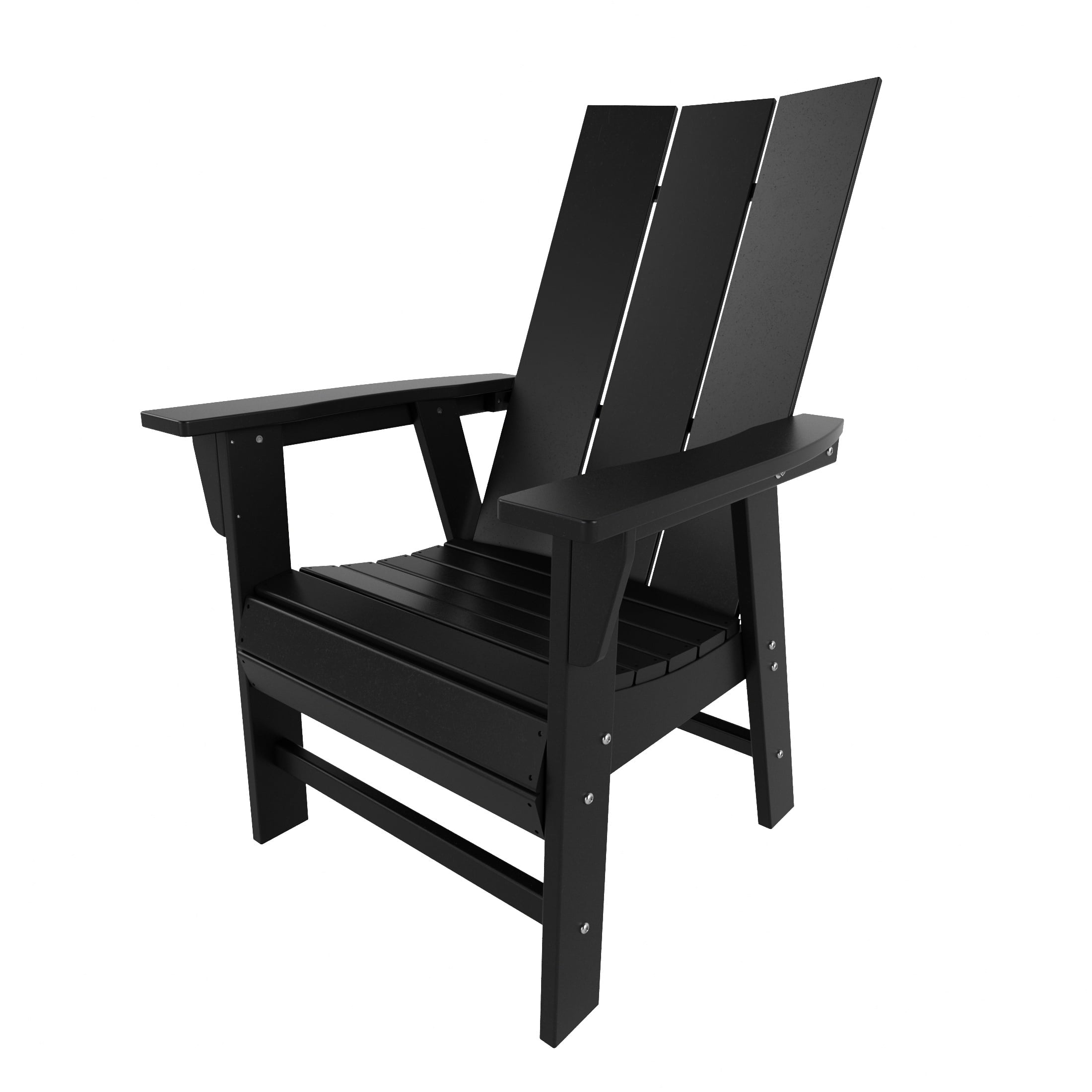 WestinTrends Ashore Adirondack Dining Chairs, All Weather Poly Lumber Outdoor Patio Chairs Modern Farmhouse Dining Chairs Support 350 LBS, Comfortable Curved Seat and Back, Black