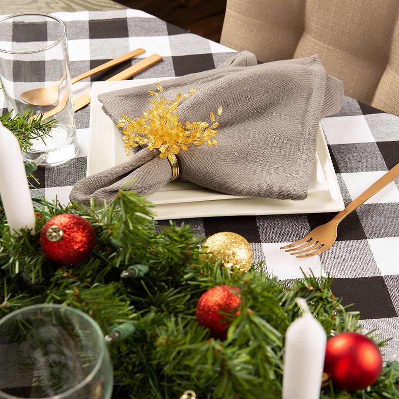 Black and White Buffalo Checkered Designed Rectangular Tablecloth 60 x 84